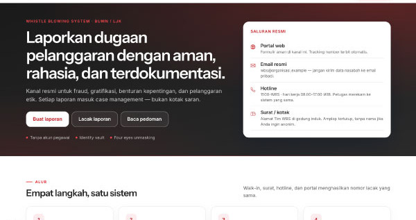 CGS WBS Platform — Whistle Blowing System Enterprise Siap Digunakan untuk Organisasi